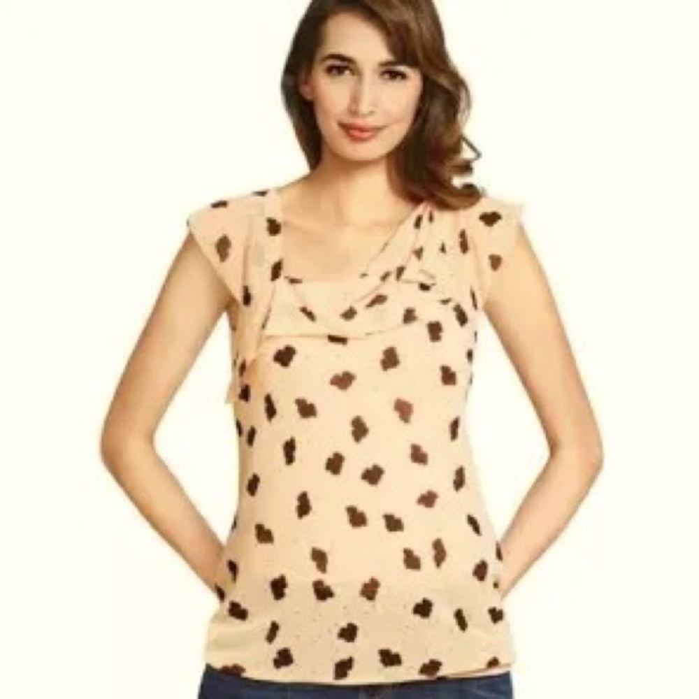 NWT CAbi Playful Me Sheer Top Falling Leaves Design size M
